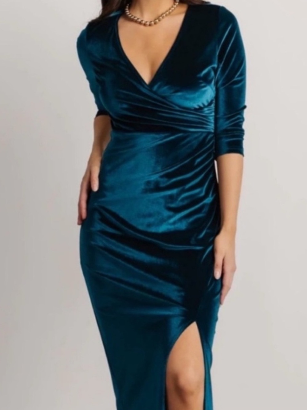 Baltic Born Devman V Neck Velvet Maxi Dress